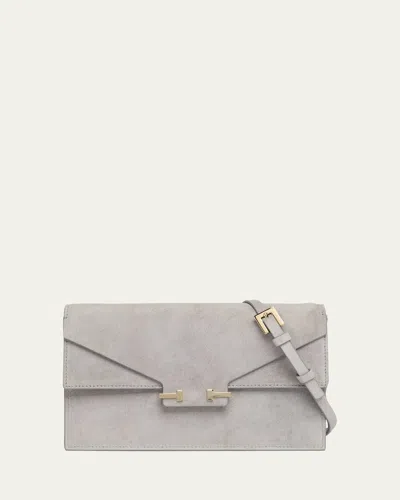 Tom Ford Mini Suede T-clasp Shoulder Bag In Gray