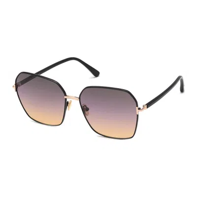 Tom Ford Mini Sunglasses In Rose-tone And Shiny Black In Multi