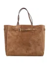 Tom Ford Rectangular Suede Tote With Belt Detail In Brown