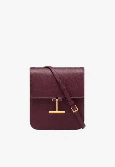 Tom Ford Mini Tara Grain Leather Crossbody Bag In Purple