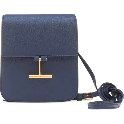 Tom Ford Mini Tara Grained Leather Crossbody Bag In Blue