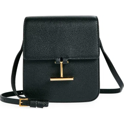 Tom Ford Tara Mini Crossbody Bag In Grain Leather In Black