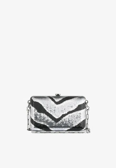 Tom Ford Mini Tf Crystal-embellished Box Clutch With Dual Straps In Silver