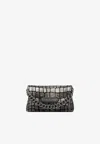Tom Ford Mini Top Handle Bag In Metallic Croc Embossed Leather In Silver
