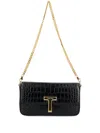 Tom Ford Mini Shoulder Bag In Stamped Crocodile Calf Leather In 黑色