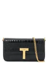 Tom Ford Mini Shoulder Bag In Stamped Crocodile Calf Leather In Black