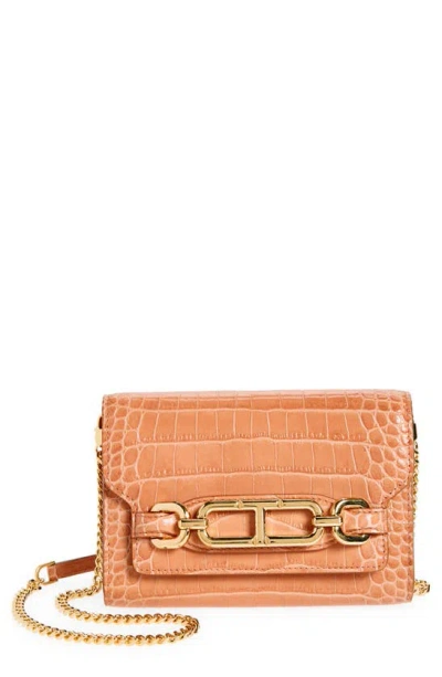 Tom Ford Mini Whitney Croc Embossed Leather Shoulder Bag In Pink