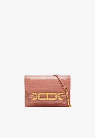 Tom Ford Mini Whitney Croc-embossed Shoulder Bag In Pink
