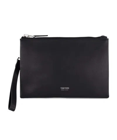 Tom Ford Minimal Slim Wristlet Pouch Bag In Black