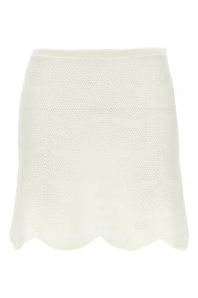 Tom Ford Miniskirt 'crescent Silk Cotton Mesh' In White