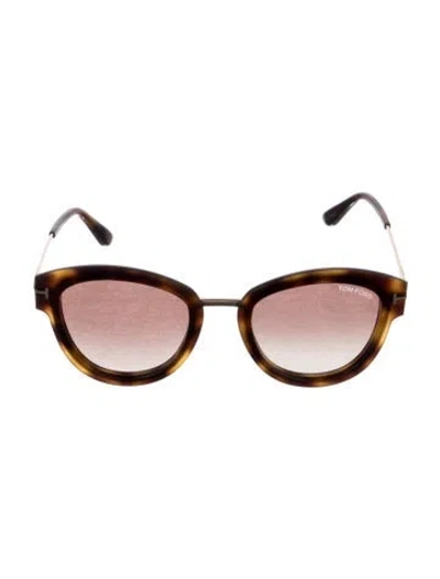 Pre-owned Tom Ford Mio-02 Round Sunglasses In Brown