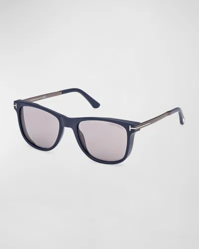 Tom Ford Mirrored Acetate Square Sunglasses In Blue