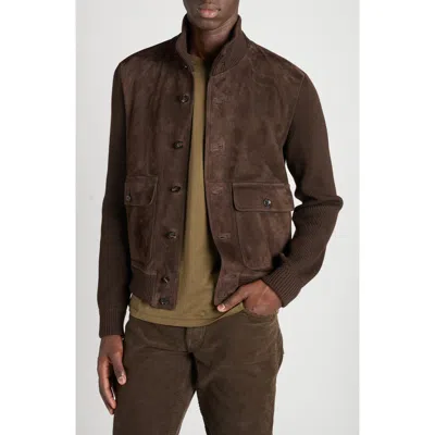 Tom Ford Mixed Media Cardigan In Brown