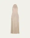 Tom Ford Taupe Halterneck Knit Evening Maxi Dress In Grey Snow