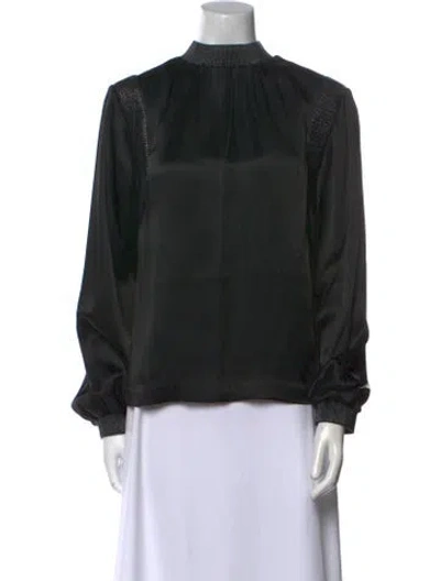 Pre-owned Tom Ford Mock Neck Long Sleeve Blouse In Black