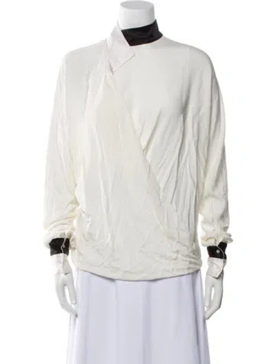 Pre-owned Tom Ford Mock Neck Long Sleeve Blouse In Neutral