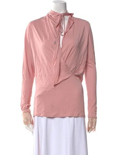 Pre-owned Tom Ford Mock Neck Long Sleeve Blouse In Pink