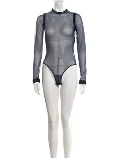 Pre-owned Tom Ford Mock Neck Long Sleeve Bodysuit In Blue