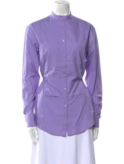 Pre-owned Tom Ford Mock Neck Long Sleeve Button-up Top In Purple