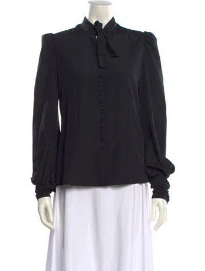 Pre-owned Tom Ford Mock Neck Long Sleeve Button-up Top W/ Tags In Black