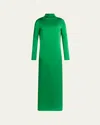 Tom Ford Mock-neck Long-sleeve Crepe Gown In Green