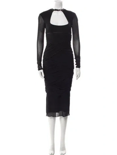 Pre-owned Tom Ford Mock Neck Midi Length Dress In Black