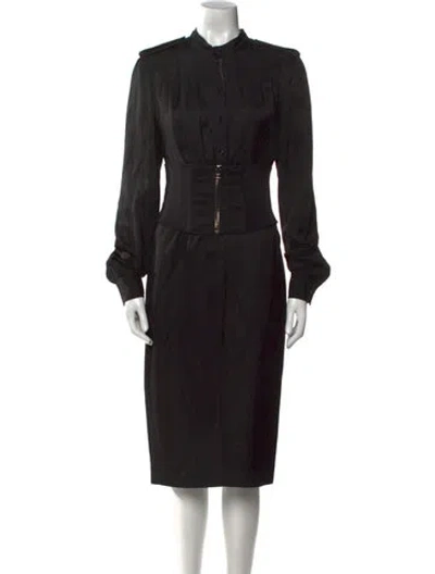 Pre-owned Tom Ford Mock Neck Midi Length Dress In Black