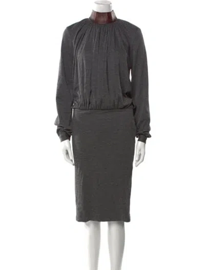 Pre-owned Tom Ford Mock Neck Midi Length Dress In Gray