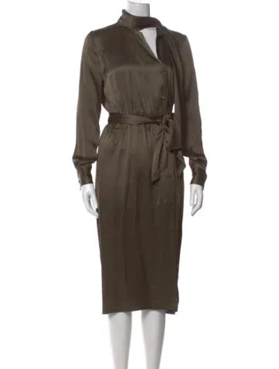 Pre-owned Tom Ford Mock Neck Midi Length Dress In Green