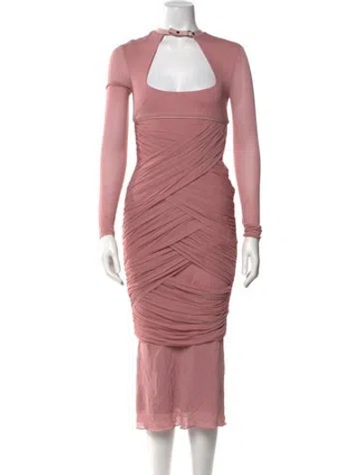 Pre-owned Tom Ford Mock Neck Midi Length Dress In Pink