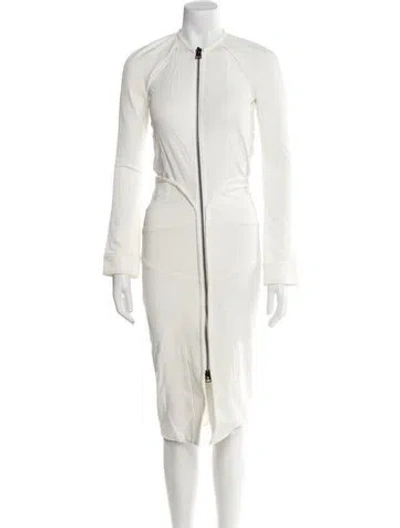Pre-owned Tom Ford Mock Neck Midi Length Dress In White