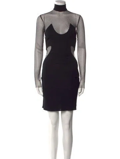 Pre-owned Tom Ford Mock Neck Mini Dress In Black