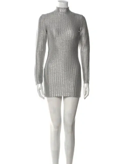 Pre-owned Tom Ford Mock Neck Mini Dress In Gray