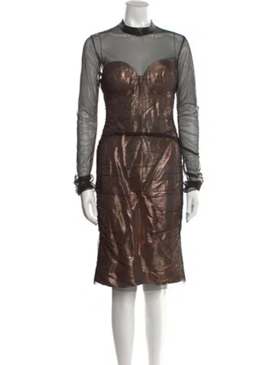 Pre-owned Tom Ford Mock Neck Mini Dress In Multi