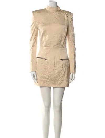 Pre-owned Tom Ford Mock Neck Mini Dress In Neutral