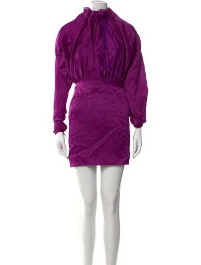Pre-owned Tom Ford Mock Neck Mini Dress In Purple