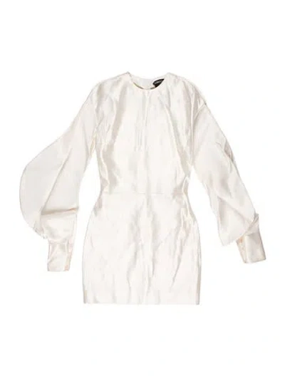 Pre-owned Tom Ford Mock Neck Mini Dress In White