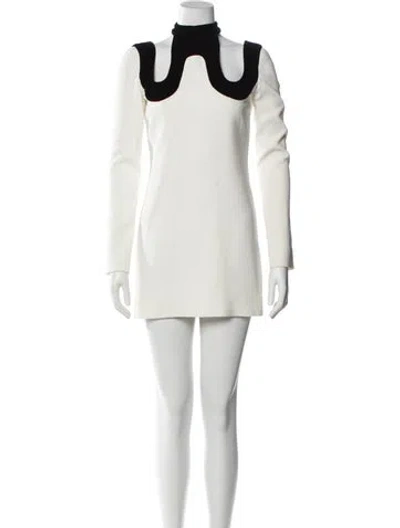 Pre-owned Tom Ford Mock Neck Mini Dress In White