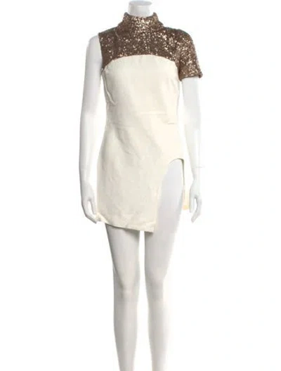 Pre-owned Tom Ford Mock Neck Short Sleeve Tunic In Neutral