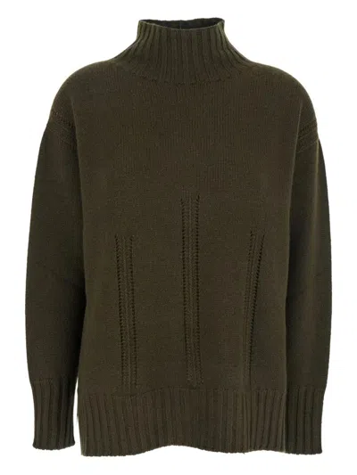 Tom Ford Long-sleeved Mock Neck Cashmere Sweater In Green