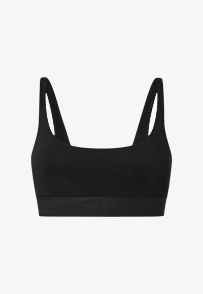 Tom Ford Modal Blend Logo Bralette In Black