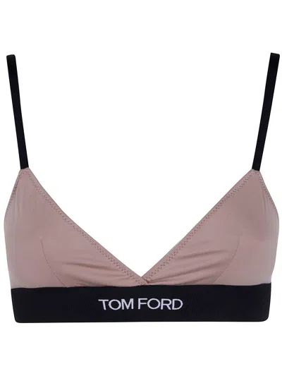Tom Ford Logo-underband Triangle Bra In Purple