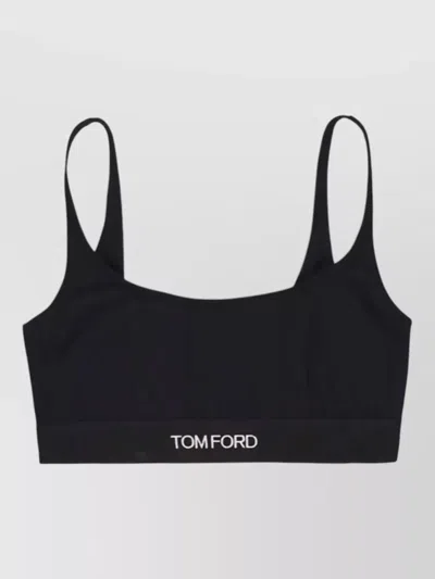 Tom Ford Modal Bralette Adjustable Straps Elastic Band Scoop In Black