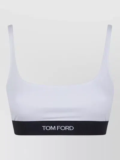 Tom Ford Modal Bralette Scoop Neckline Adjustable Straps In White