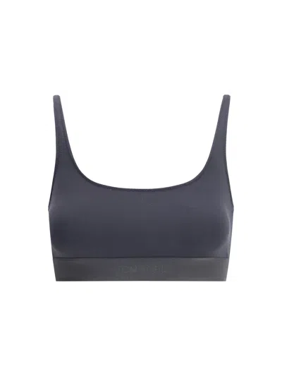 Tom Ford Modal Bralette Top With Jacquard Logo In Blue