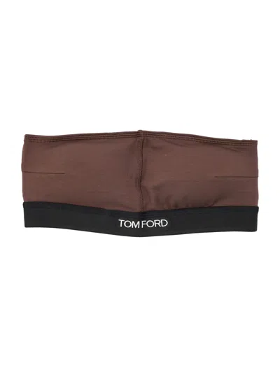 Tom Ford Logo Underband Strapless Bra In Brown