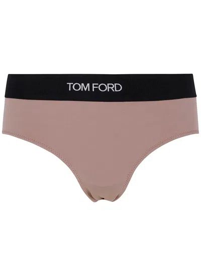 Tom Ford Modal "signature" Boy Shorts In Brown