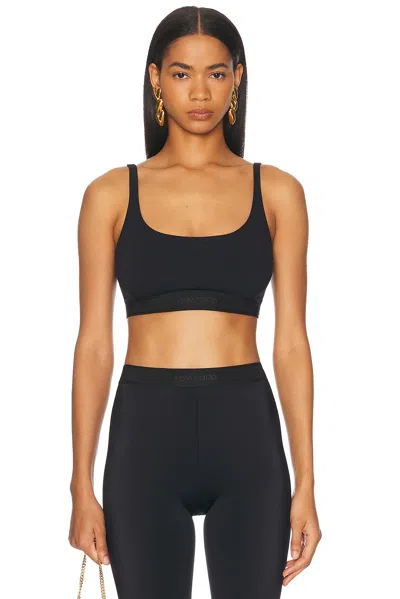 Tom Ford Modal Bralette Scoop Neckline Elastic Underband In Black