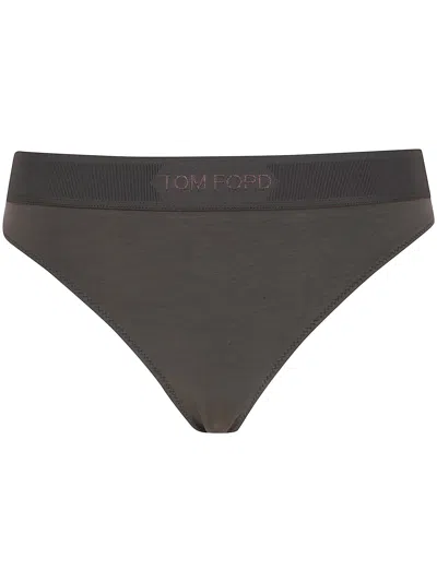 Tom Ford Modal "signature" Thong In Brown
