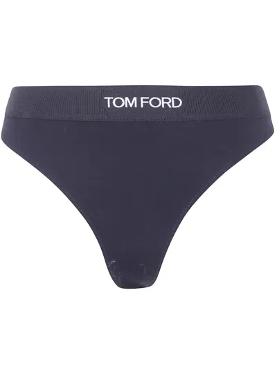 Tom Ford Modal Thong Bottom In Blue
